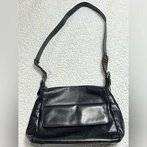 Vintage Shoulder Crossbody Bag Black Genuine Leather  Y2K Arezzo